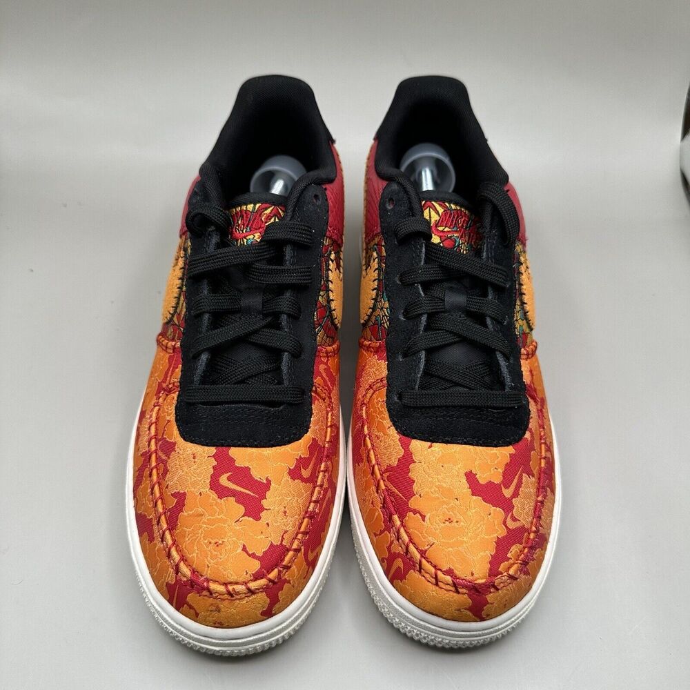 Nike Air Force 1 Sneakers GS PRM Low Chinese New Year Red Gold AV5167-600 6.5Y - Picture 4 of 9